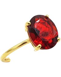 Harfi - 18Ct Vermeil Garnet January Birthstone Crystal Glow Ring - Lyst