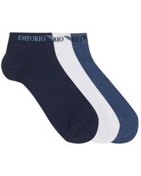 Emporio Armani - 3 Pack Knit Trainer Sock - Lyst