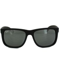 Ray-Ban - Rectangle Rubber Black Grey Mirror Sunglasses - Lyst