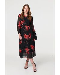 Izabel London - Tropical Print Mesh Layered Midi Dress - Lyst