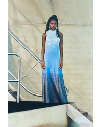 Karen Millen - Ombre Sparkle Slinky Knit Belted Maxi Dress - Lyst