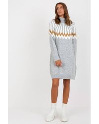 Love Lace - Geometric Knit Turtleneck Long Sleeve Dress Style 170361 - Lyst