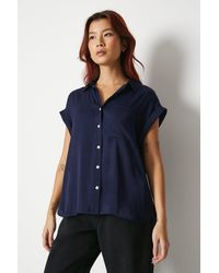 Warehouse - Washed Satin Roll Sleeve Oversize Shirt - Lyst