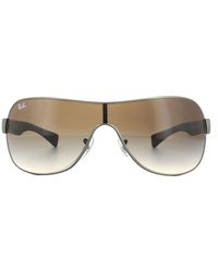 Ray-Ban - Shield Gunmetal Metal Matt Brown Gradient Sunglasses - Lyst