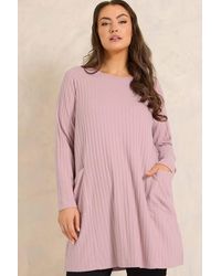 Evans - Ribbed Front Pocket Tunic Jumper - Lyst