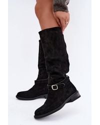 Love Lace - Winter Slip-On Suede Over The Knee Boots - Lyst