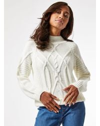 Dorothy Perkins - Dp Petite Ivory Cable Jumper - Lyst