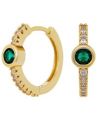 Jon Richard - Gold Plated And Emerald Huggie Hoop Earrings - Lyst