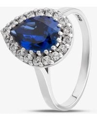 T.H.Baker - 9Ct Synthetic Pear Cut Sapphire & Cubic Zirconia Halo Ring 4364/Cz P - Lyst