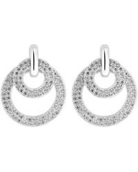Simply Silver - Sterling Silver 925 Cubic Zirconia Double Ring Drop Earrings - Lyst