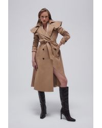 Karen Millen - Tailored Draped Storm Flap Detail Belted Trench Coat - Lyst