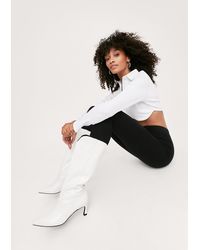 Nasty Gal - Faux Leather Croc Western Stiletto Boots - Lyst