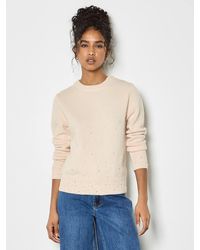 Apricot - Faux Pearl Embellished Ribbed Knit Jumper - Lyst
