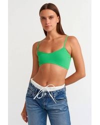 Dilvin - Ribbed V-Neck Crop Bralet Top - Lyst
