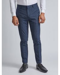 Burton - Blue Slim Fit Fine Check Trousers - Lyst