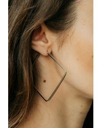 The Colourful Aura - Thin Line Square Large Hoop Earrings (2 Inch) - Lyst