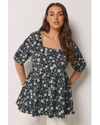 Yours - Ditsy Floral Peplum Top - Lyst