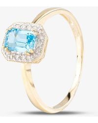 T.H.Baker - 9Ct Topaz 0.08Ct Diamond Cluster Ring - Lyst