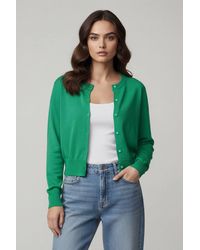 Lands' End - Fine Gauge Cropped Cotton Cardigan - Lyst