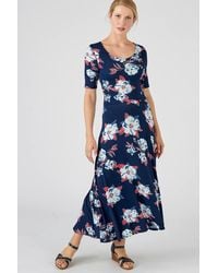 DAMART - Floral Flared Scoop-Neck Midi Dress - Lyst