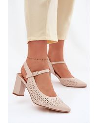 Love Lace - Heel Sandals With Openwork Detail & Adjustable Buckle Strap - Lyst