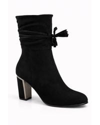 Spot on - Block Heel Ankle Boots With Tassel Tie Detail - Lyst