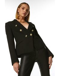 Karen Millen - Petite Tailored Button Military Blazer - Lyst