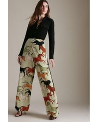 Karen Millen - Stallion Print Wide Leg Woven Trouser - Lyst
