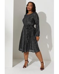 Yours - Sequin Skater Dress - Lyst