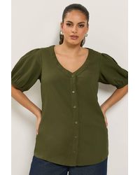 Yours - Button Textured Blouse - Lyst