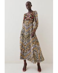 Karen Millen - Baroque Embroidered And Bead Woven Midi Dress - Lyst