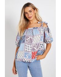 Dorothy Perkins - Tie Shoulder Bardot Top - Lyst