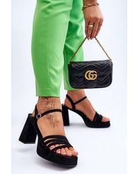 Love Lace - Suede Platform Heel Sandals With Adjustable Ankle Strap - Lyst