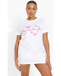 Boohoo - Plus Here For The Vibe Print T-shirt Dress - Lyst