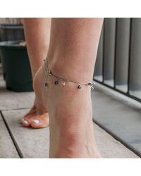The Colourful Aura - Dainty Colourful Evil Eye Beaded Dangly Protection Foot Anklet - Lyst