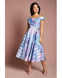 Coast - Petite Stripe Organza Pleat Top Midi Dress - Lyst