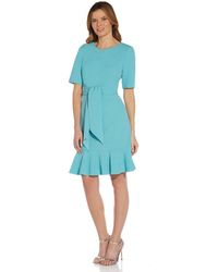 Adrianna Papell - Plus Crepe Tie Front Flounce Dress - Lyst