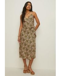 Oasis - Paisley Printed Linen Wrap Cami Dress - Lyst