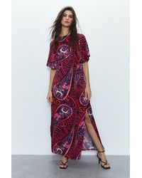 Warehouse - Paisley Printed Midi Dress - Lyst