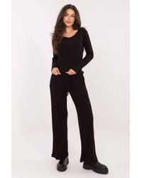 Love Lace - Comfort Knit Wide Leg Trousers High Waist - Lyst