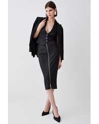 Karen Millen - Pinstripe Corset Waist Zip Front Pencil Skirt - Lyst