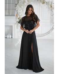 Love Lace - Evening Sequin Strappy Maxi Dress With Belt - Lyst