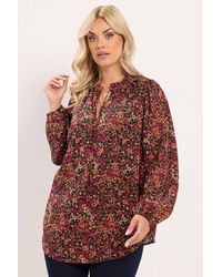 Yours - Frill Neck Floral Print Blouse - Lyst