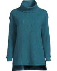 Lands' End - Petite Long Sleeve Cowl Neck Waffle Tunic - Lyst