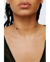 Nasty Gal - Gold Plated Moon & Star Choker Necklace - Lyst