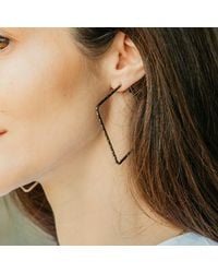 The Colourful Aura - Large Hammered Square Geometric Hoop Earrings - Lyst
