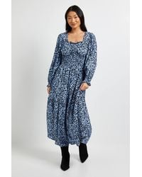 Dorothy Perkins - Petite Square Neck Blouson Sleeve Tiered Maxi Dress - Lyst