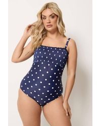 Yours - Polka Dot Shirred Swimsuit - Lyst