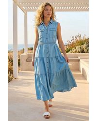 Roman - Collared Tiered Maxi Dress - Lyst