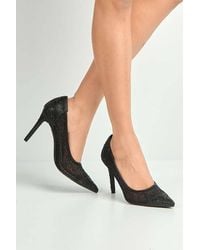 Miss Diva - Jasmine Mesh Detail Gemstone Embellished Court Shoes - Lyst